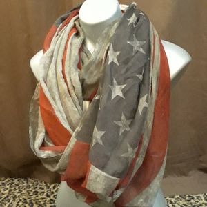 🇺🇲American flag USA infinity Scarf Distressed Wrap Accessory Vintage Fall NEW